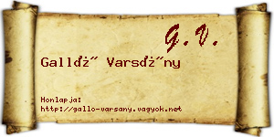 Galló Varsány névjegykártya